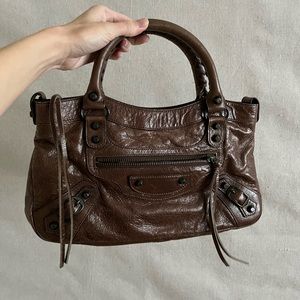 Faux Leather Moto Handbag